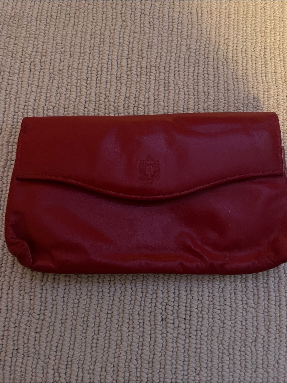 Vintage Red Leather Foldover Clutch c43
